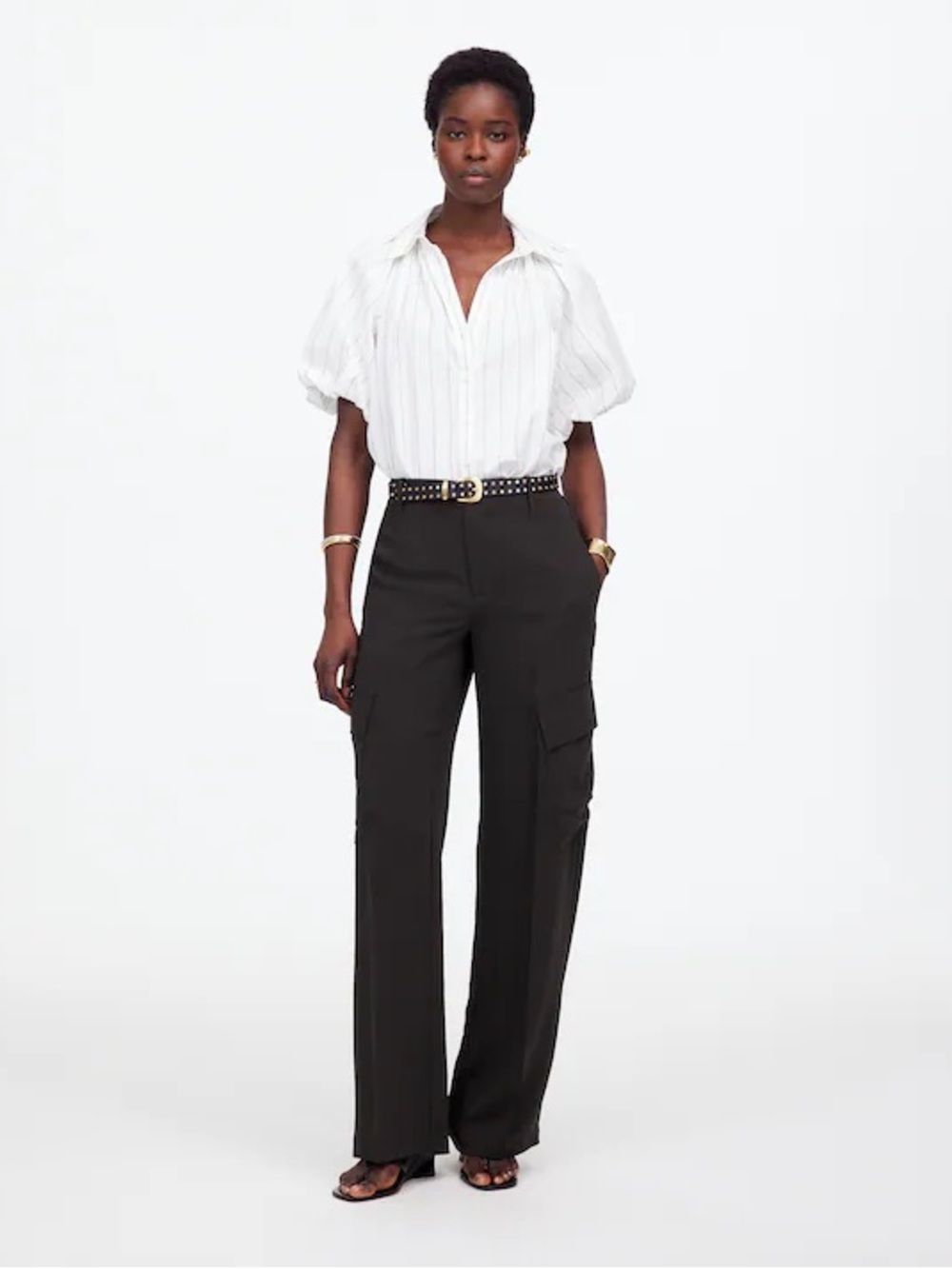 Madewell Petite Pull-On Utility Straight Leg Cargo Pants In Jet Black Size 8P